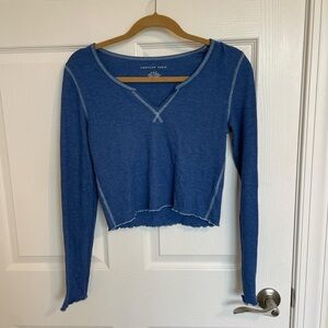 American Eagle Outfitters Blue Cropped Blouse